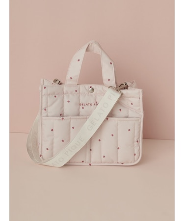 【CAT&DOG】【販路限定商品】ストロベリーキルティングお散歩バッグM