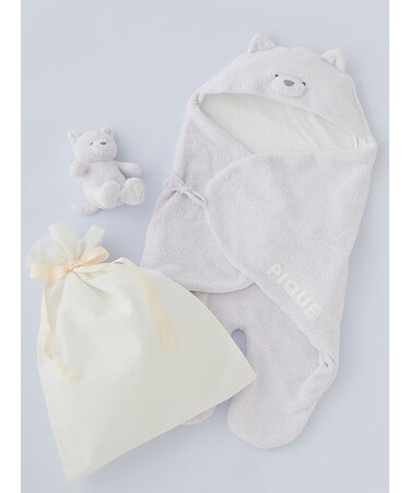 【ラッピング済み】【BABY】パウダーアニマルおくるみ&ぬいぐるみSET