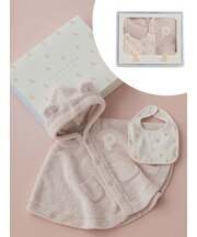 【ラッピング済み】【BABY】ベアポンチョ&スタイ2点セット ギフトBOX