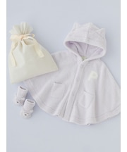 【ラッピング済み】【BABY】パウダーアニマルポンチョ＆ソックスSET