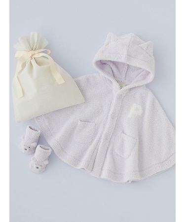 【ラッピング済み】【BABY】パウダーアニマルポンチョ＆ソックスSET