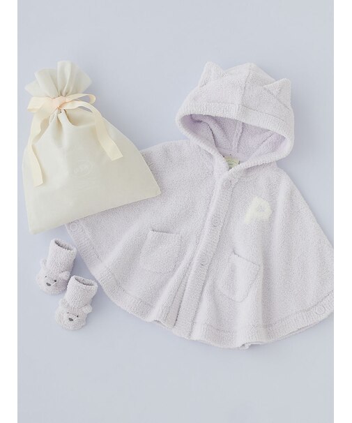 【ラッピング済み】【BABY】パウダーアニマルポンチョ＆ソックスSET
