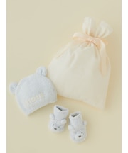 【ラッピング済み】【BABY】パウダーベアキャップ＆ソックスSET
