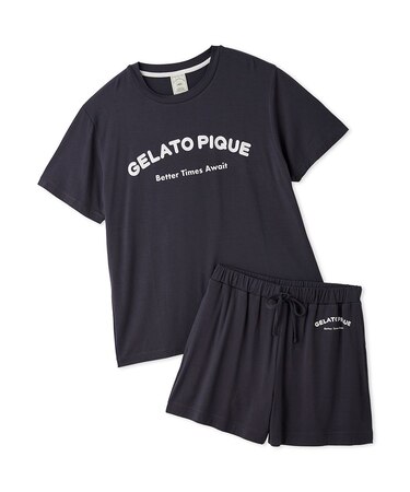 カジュアルレーヨンロゴTシャツ&ショートパンツセット
