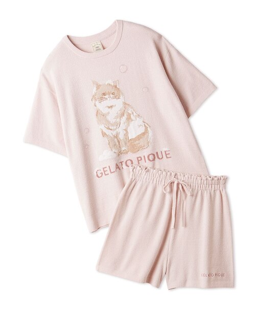 【ONLINE限定】エアリーモコバスタイムCATジャガードプルオーバー&ショートパンツセット