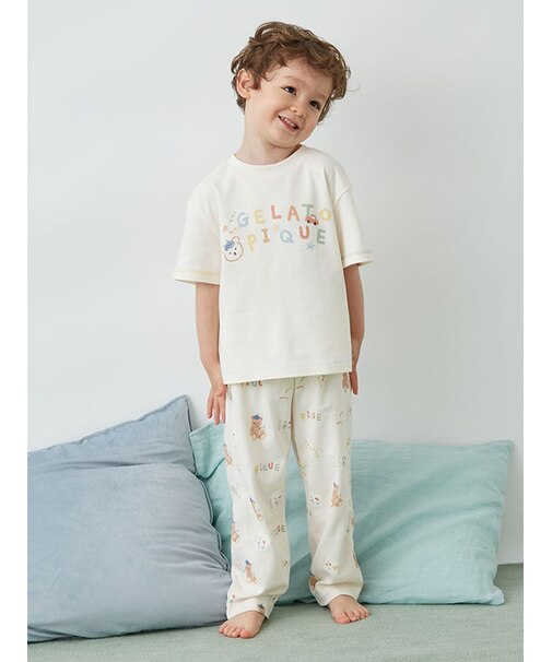 【KIDS】ドローイングベア柄ロングパンツ