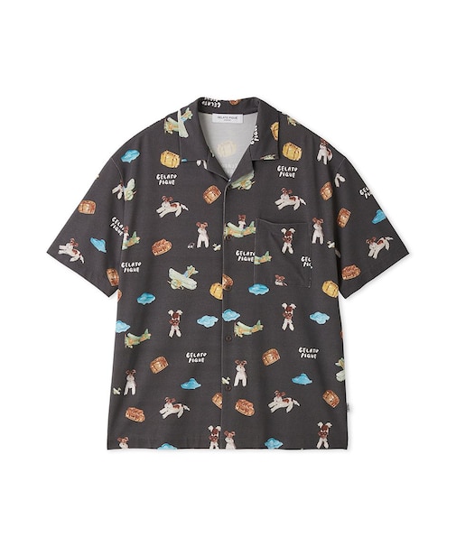 【ヒラノトシユキ】【HOMME】PLANEDOG柄プリントシャツ