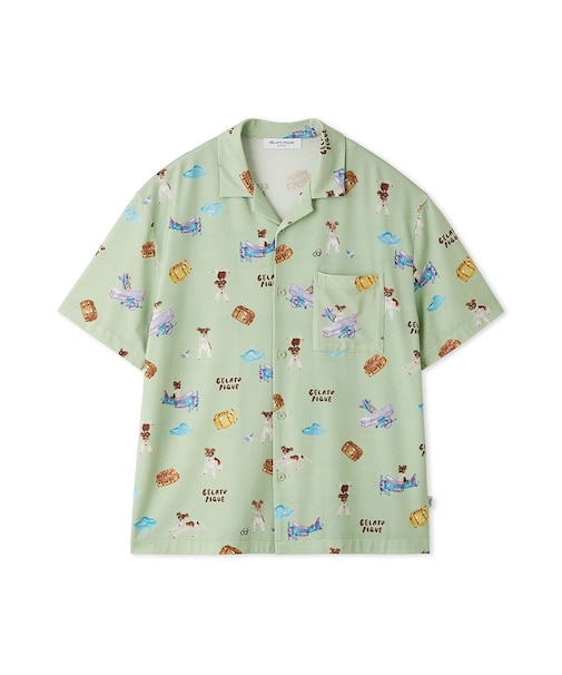 【ヒラノトシユキ】【HOMME】PLANEDOG柄プリントシャツ