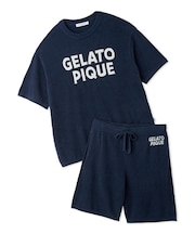 【HOMME】【UVカット】スムーズィーliteクールロゴジャガードプルオーバー&ハーフパンツセット