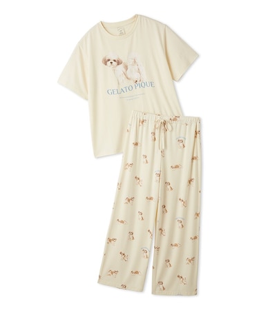 【ONLINE限定】【UVカット】お散歩ドッグワンポイントTシャツ&ロングパンツセット