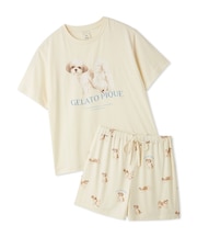 【ONLINE限定】【UVカット】お散歩ドッグワンポイントTシャツ&ショートパンツセット