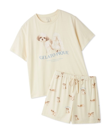【ONLINE限定】【UVカット】お散歩ドッグワンポイントTシャツ&ショートパンツセット