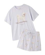 【ONLINE限定】【UVカット】お散歩ドッグワンポイントTシャツ&ショートパンツセット