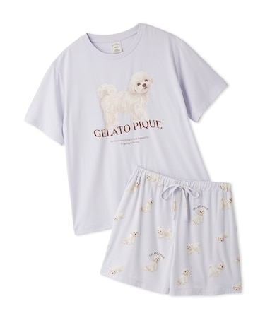 【ONLINE限定】【UVカット】お散歩ドッグワンポイントTシャツ&ショートパンツセット