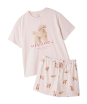 【ONLINE限定】【UVカット】お散歩ドッグワンポイントTシャツ&ショートパンツセット