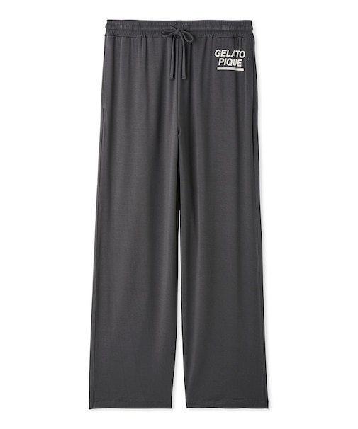 【HOMME】クールレーヨンロゴロングパンツ
