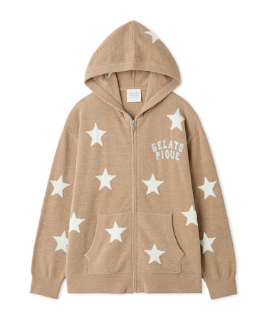 【UNISEX】エアリーモコカレッジスタージャガードパーカ