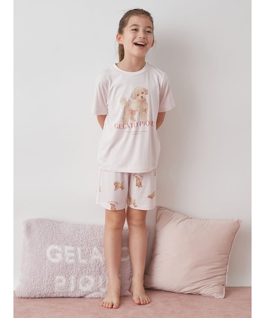 【JUNIOR】【UVカット】お散歩ドッグワンポイントTシャツ&ショートパンツセット