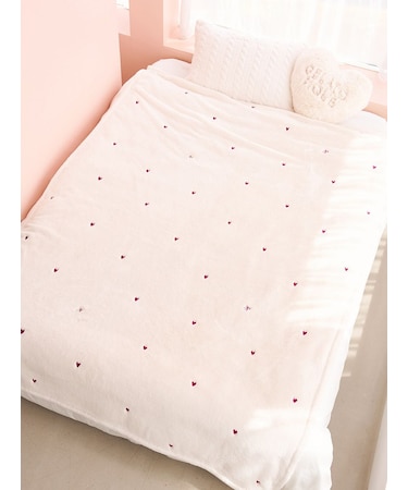 【Sleep】ハートモノグラム柄刺繍毛布
