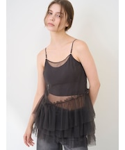 【LILY BROWN Lingerie】カップ付フリルチュールキャミ