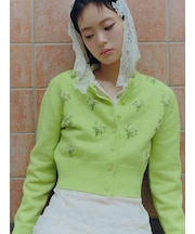 [L.B CANDY STOCK] ビーズ刺繍フラワーニットカーディガン