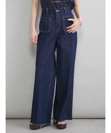 【MILA PANTS】玉縁ポケットセミフレアデニムパンツ