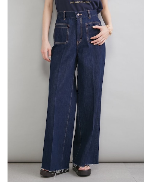 【MILA PANTS】玉縁ポケットセミフレアデニムパンツ