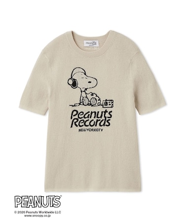 【PEANUTS RECORDS】スヌーピージャガードリブニット