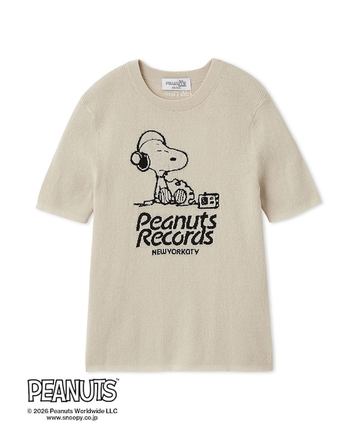 【PEANUTS RECORDS】スヌーピージャガードリブニット