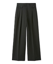 【ウォッシャブル】【防シワ】フラップディテールタックワイドパンツ