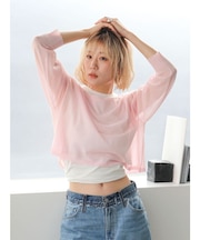 接触冷感ボートネックビックシルエットニット