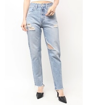 ハイウエストVintage Edge ダメージストレートデニムパンツ