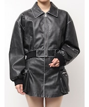 URBAN EDGEフェイクレザーユーティリティーブルゾン