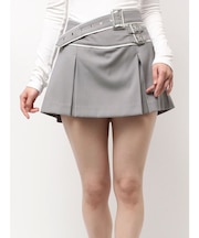 belt designプリーツスカートライクショートパンツ