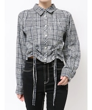 ドロストショートGRUNGEチェックシャツ