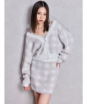 CHECK shaggyニットカーディガン