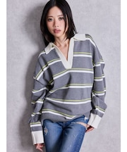 スキッパーPOLOボーダーニットトップス