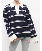 スキッパーPOLOボーダーニットトップス