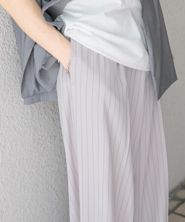 ワンタックピンストライプワイドスラックス
