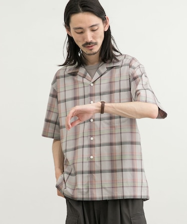 リラックスオープンカラーチェックシャツ