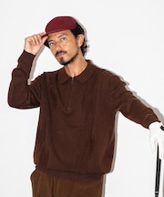 OOPS ケーブル襟付きニットポロシャツ