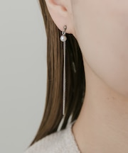 ステンレスパールシンプルチェーンピアス