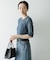 new basic　リネン混ワッシャーハーフスリーブニット