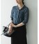 new basic　リネン混ワッシャーシャツカラーニット