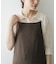 new basic　リネン混ワッシャーシャツカラーニット