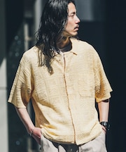 リネンタッチレース編みショートスリーブシャツ