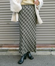 チェックナロースカート(裏付)