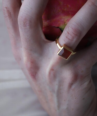 SMELLY so’ square carnelian ring