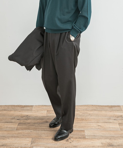 LIFE STYLE TAILOR　レトロヘリンボンストレッチ2タックパンツ