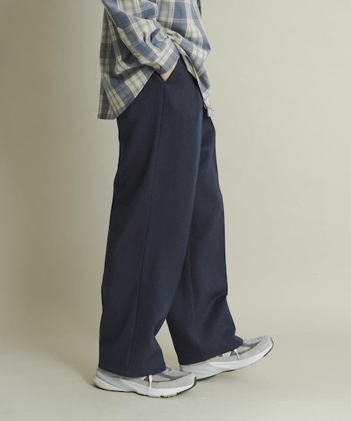 ウールライクダブルタックワイドパンツ